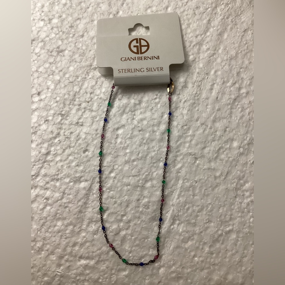 Giani Bernini Sterling Silver Tricolor Bead Chain Anklet Bracelet